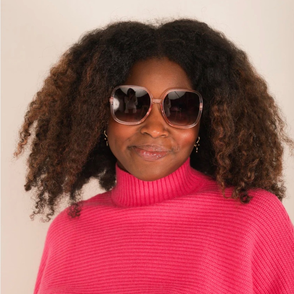 Translucent Pink Square Sunglasses - image 4